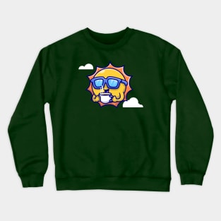 Cute Cool Sun Drink Coffee Cartoon Crewneck Sweatshirt